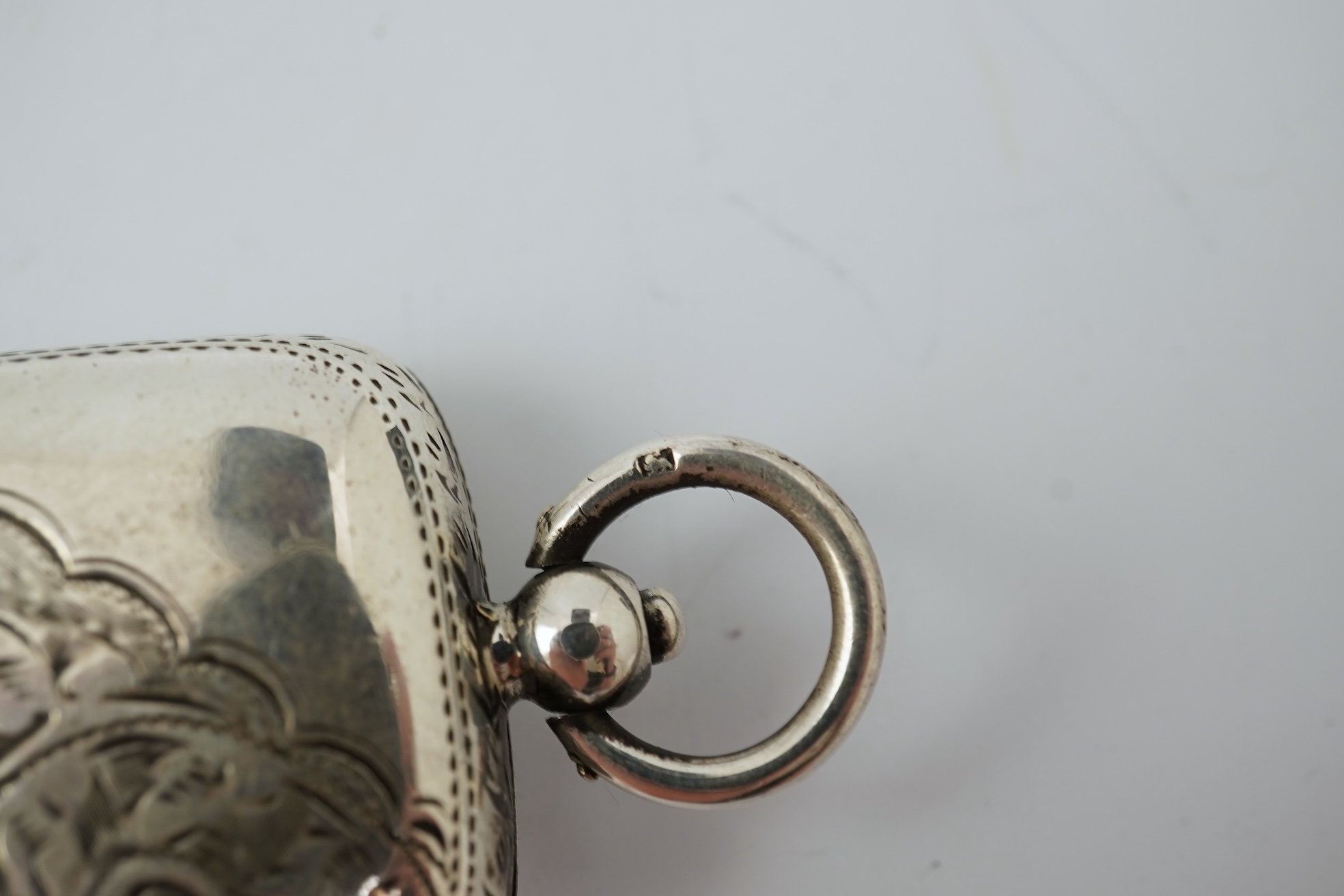A late Victorian engraved silver oval combination sovereign and vesta case, by W H Tandy & Sons